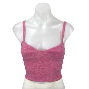 Aritzia Wilfred Pink Wool Cashmere Bustier Ribbed Knit Cami Tank Crop Top Sz XS